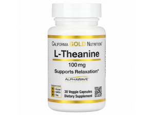 L-Theanine California Gold Nutrition 100 мг, 30 вегетаріанських капсул — L-теанін у формі AlphaWave