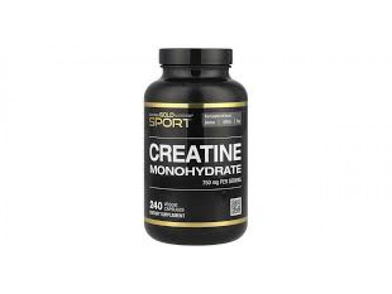 креатин 750 мг, creatine monohydrate, California Gold Nutrition creatine, креатин капсули, добавки для сили, креатин для набору маси