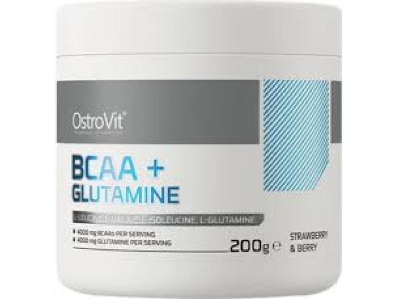 Аминокислотный комплексOstroVit BCAA+ (BCAA + Glutamine) 200g клубника - ягода