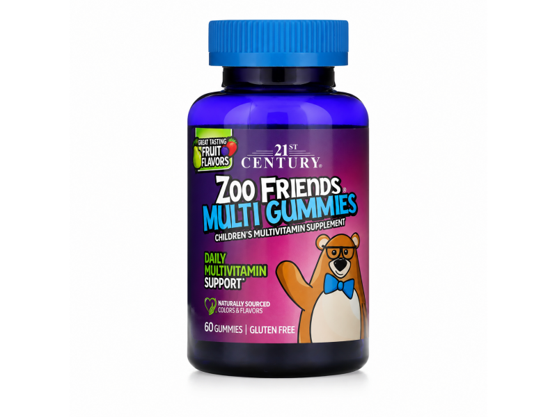 21st Century Zoo Friends Multi Gummies – дитячі мультивітаміни зі смаком фруктів, 60 жувальних мармеладок 21st Century Zoo Friends Multi Gummies – дитячі мультивітаміни зі смаком фруктів, 60 жувальних мармеладок