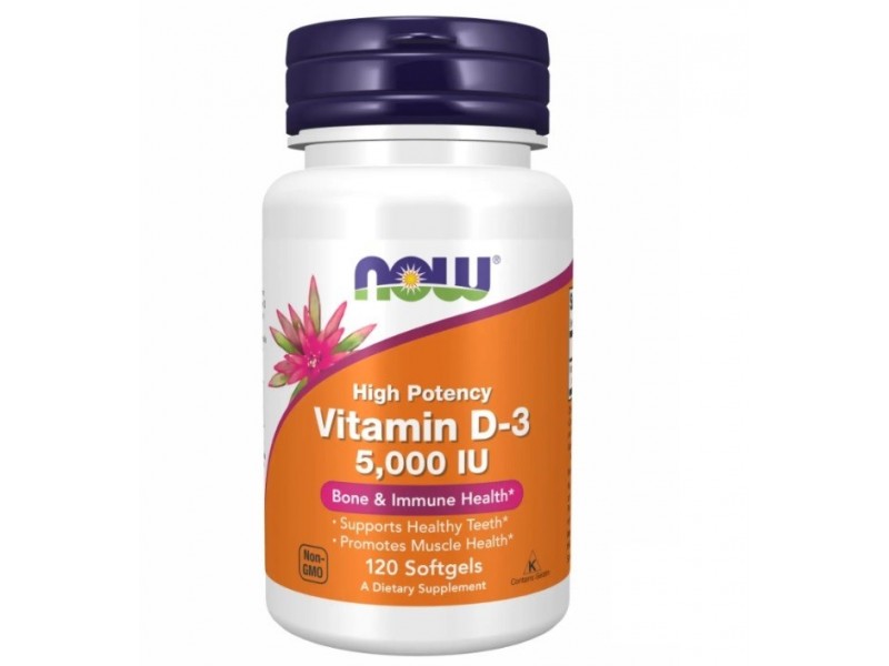 Вітаміни Now Foods Вітамін D3 5000IU 120 желатинових капсул