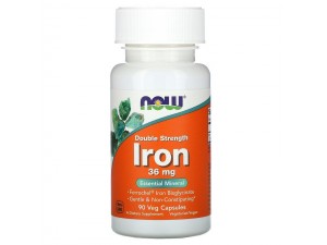 Мінерали Now Foods Iron Ferrochel 36 мг 90 капсул