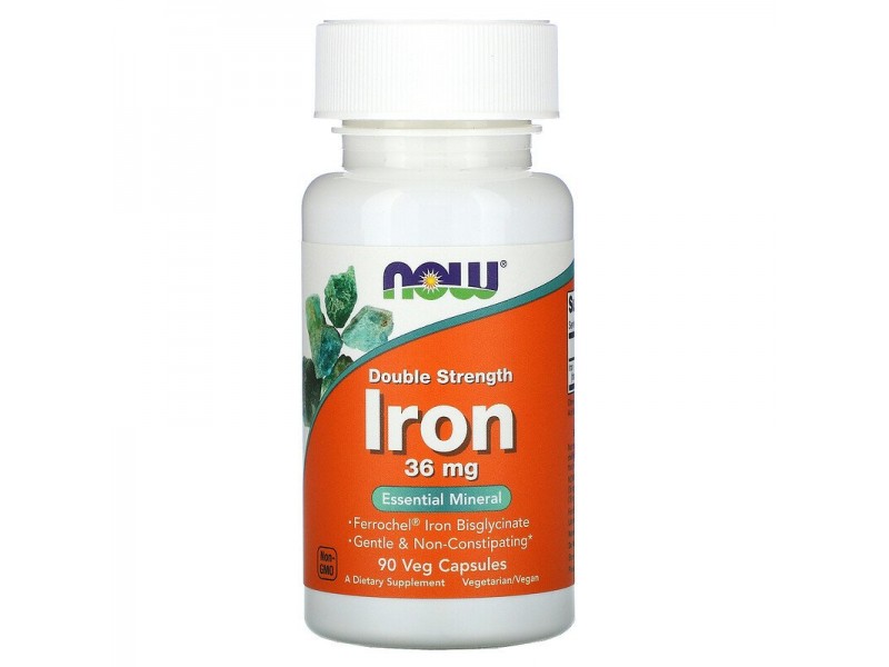 Мінерали Now Foods Iron Ferrochel 36 мг 90 капсул