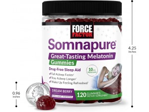 Force Factor, Somnapure Gummies Melatonin Dream Berry 10 mg, Мелатонін, 120 таблеток
