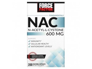 Force Factor, Fundamentals, NAC, N-ацетил-L-цистеїн, 600 мг, 200 рослинних капсул