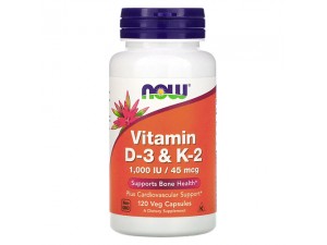 NOW Foods, вітаміни D3 та K2, 120 капсул