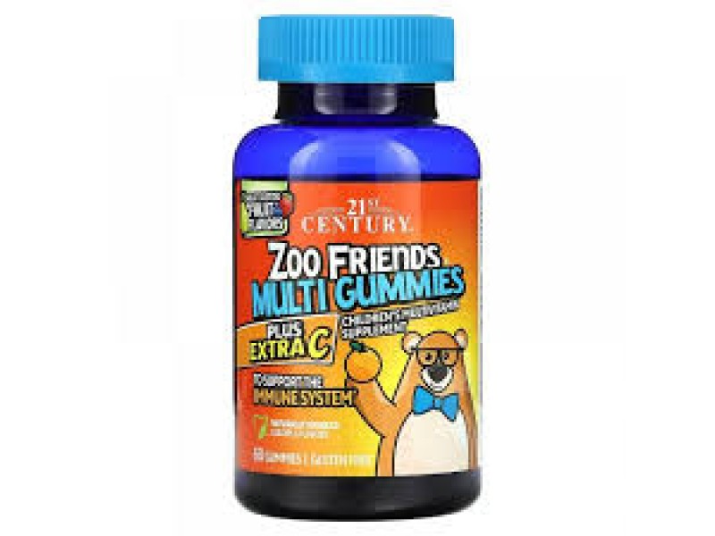 Мультивитамины для детей - 21st Century Zoo Friends Multi Gummies Plus Extra C 60 жевательных конфет