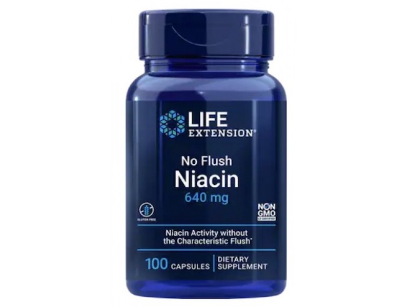 Life Extension, Ниацин 640 мг, No Flush Niacin 640 mg, 100 капсул